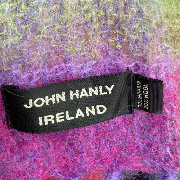 John Hanly Ireland Luxury Irish Colorful Plaid Mohair & Wool Scarf Wrap - Picture 8 of 8